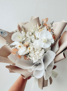 Copy of [Preserved] Elena- White roses with Phalaenopsis