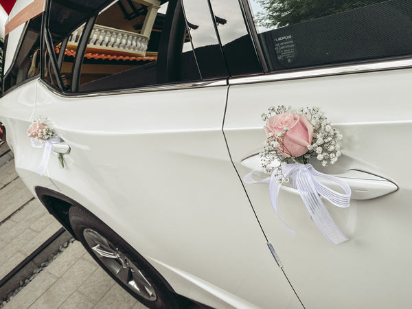 Wedding Car (White with Pink & Champagne)