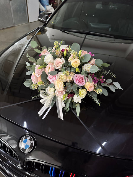 Wedding Car (White with Pink & Champagne)