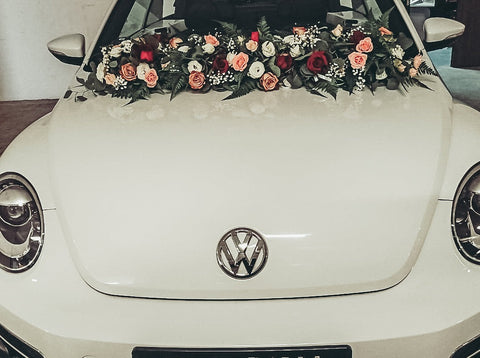 Premium Wedding Car (White with Red & Cappuccino)