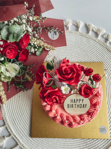 Fresh Roses Bouquet with Durian Icecream Cake